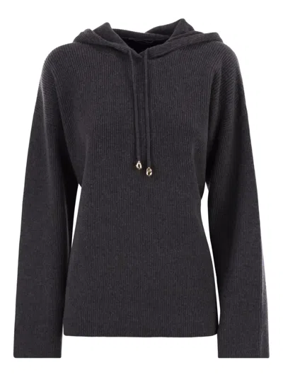 Fabiana Filippi English Ribbed Hooded Sweater In Black