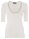 Fabiana Filippi Ribbed Jersey T-shirt With Contrasting Knit Collar