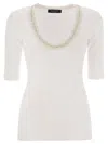 Fabiana Filippi Ribbed Jersey T-shirt With Contrasting Knit Collar