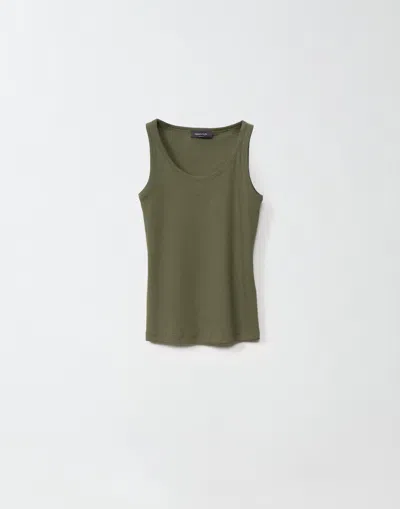Fabiana Filippi Ribbed Jersey Tank Top With Filo Diamante In Green