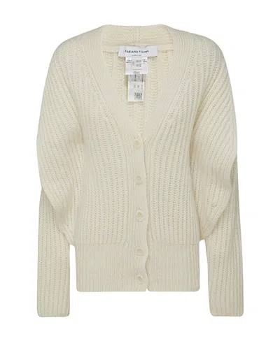 Fabiana Filippi Ribbed-knit Buttoned Cardigan In White