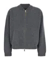 Fabiana Filippi Grey Ribbed Knit Sweatshirt With Front Zip Closure In Wool Blend Woman In Gray