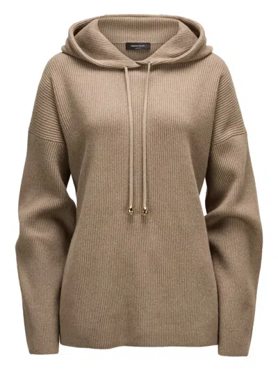 Fabiana Filippi Ribbed-knit Hooded Jumper In Brown