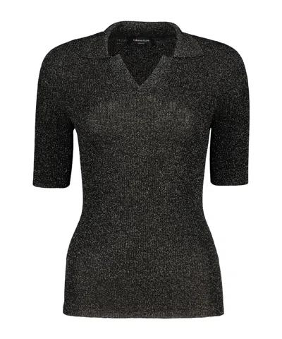 Fabiana Filippi Ribbed Knit Polo Shirt In Black