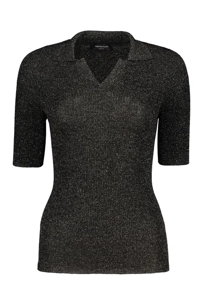 Fabiana Filippi Short-sleeved Glitter Polo Shirt In Black