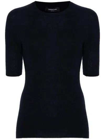 Fabiana Filippi Ribbed-knit Top In Blue