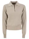 Fabiana Filippi Ribbed Knit With Polo Neck In Neutral