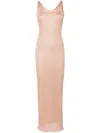 Fabiana Filippi Ribbed Lurex Slip Dress In Orange