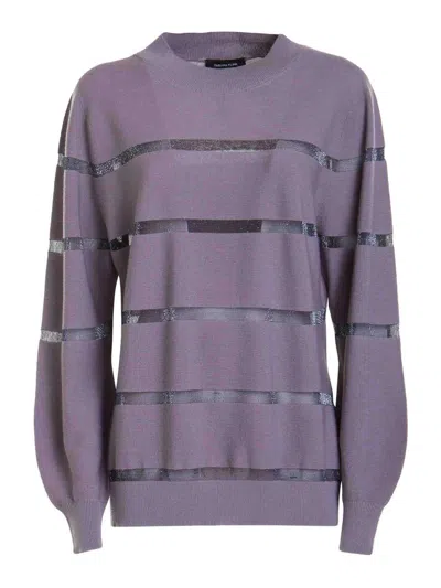 Fabiana Filippi Ribbed Round Neck Sweater In Gris