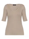 Fabiana Filippi Ribbed Scoop-neck Top In Neutral