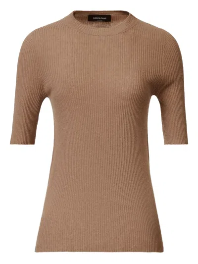Fabiana Filippi Ribbed Short-sleeve Top In Brown