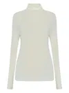 Fabiana Filippi Finely Ribbed Long-sleeved Top With Roll Neck In White