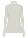 Fabiana Filippi Finely Ribbed Long-sleeved Top With Roll Neck In White