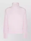 Fabiana Filippi Ribbed Turtleneck Knit Sweater Featuring Cuffs In Pink