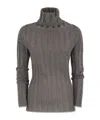 Fabiana Filippi Ribbed Turtleneck Sweater With Lurex Trim In Black