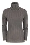 Fabiana Filippi Ribbed Turtleneck Sweater With Lurex Trim In Gray