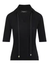 Fabiana Filippi Wool Polo Metal Beads In Black