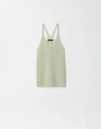 Fabiana Filippi Ribbed Vest Top In Lurex And Cotton In Apple