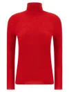 Fabiana Filippi Ribbed Virgin Wool And Silk Turtleneck Sweater In Red