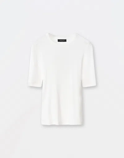 Fabiana Filippi Ribbed Viscose Jersey Short Sleeve Crew Neck T-shirt In 0142