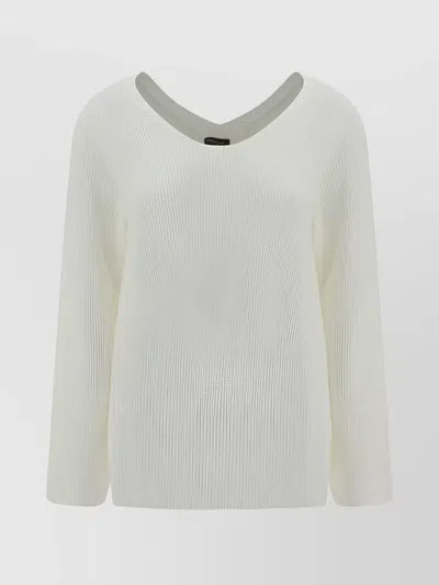 Fabiana Filippi Ribbed Wool Knit Sweater In White