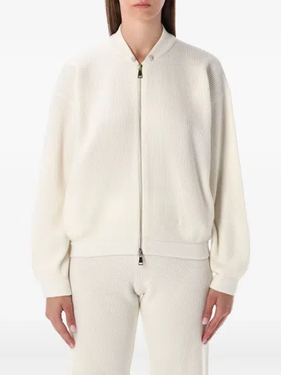 Fabiana Filippi Ivory Ribbed Knit Bomber In White