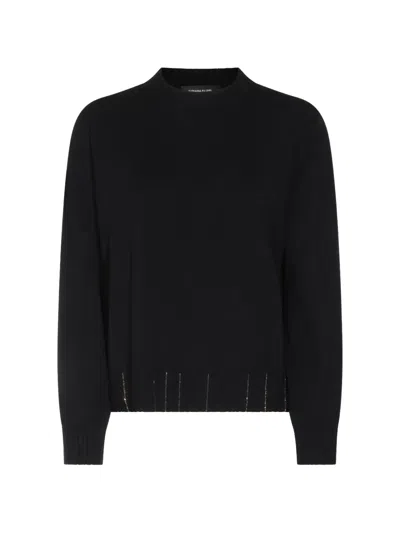 Fabiana Filippi Ribbed-embellished Sweater In Black