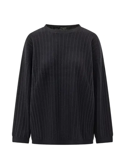 Fabiana Filippi Ribbed-knit Drop-shoulder Sweater In Black