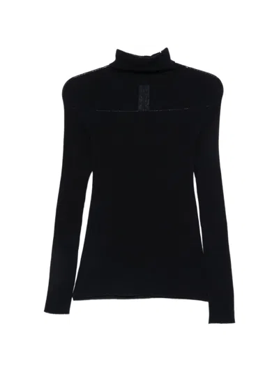 Fabiana Filippi Wool Turtleneck Sweater Long Sleeve Slim In Black