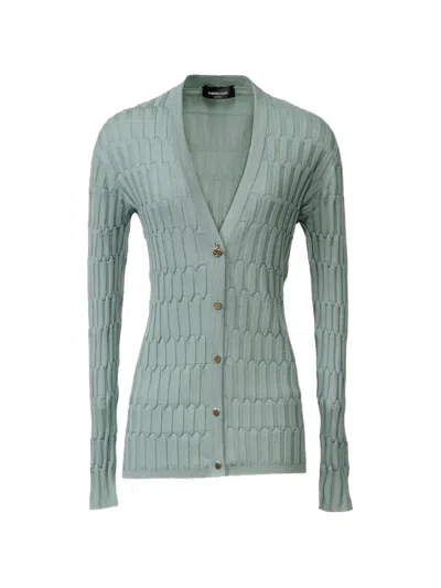 Fabiana Filippi Ribbed-knit V-neck Cardigan In Green