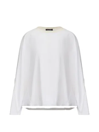 Fabiana Filippi Ribbed-trim Long-sleeve T-shirt In White