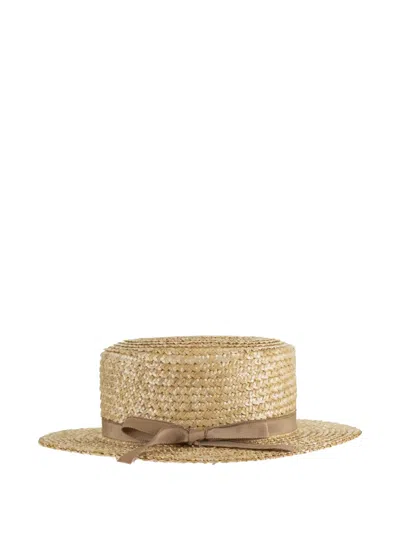 Fabiana Filippi Ribbon Hat In Brown