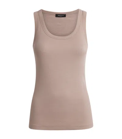 Fabiana Filippi Rib-knit Embellished Tank Top In Brown