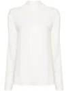 Fabiana Filippi Long Sleeve Top With High Neck And Bow Detail In White