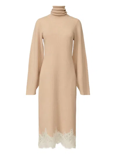 FABIANA FILIPPI ROLL-NECK LACE-TRIM DRESS