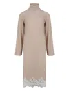 Fabiana Filippi Roll-neck Lace-trim Dress In Neutral