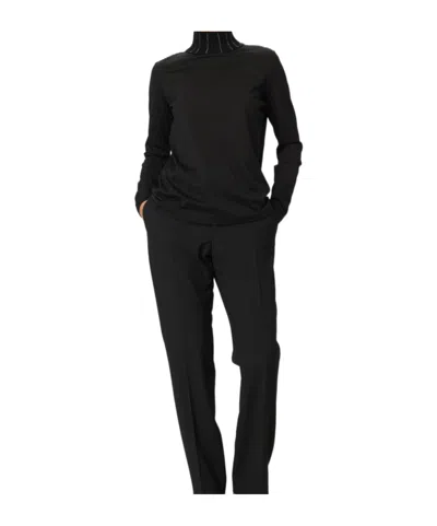 Fabiana Filippi Roll-neck Ribbed-knit Jumper In Black
