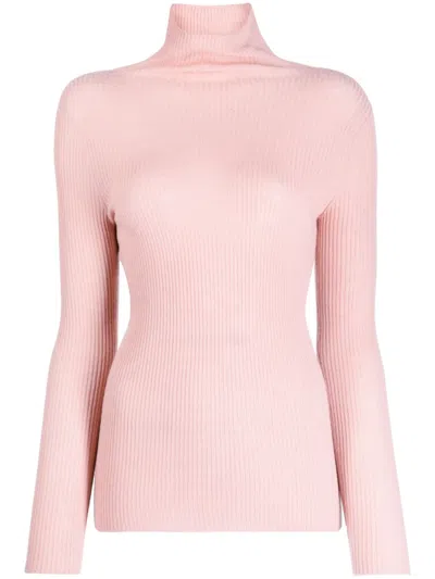 Fabiana Filippi Roll-neck Ribbed-knit Jumper In Pink