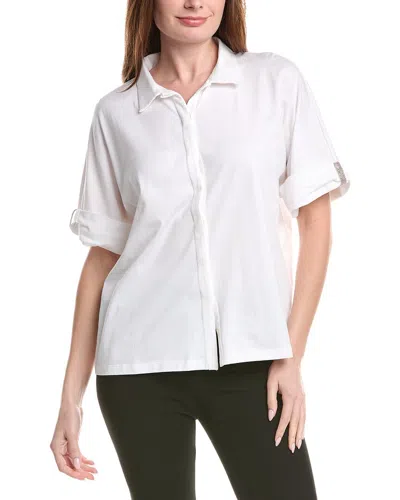 Fabiana Filippi Rolled Up Sleeve Silk-blend Shirt In White