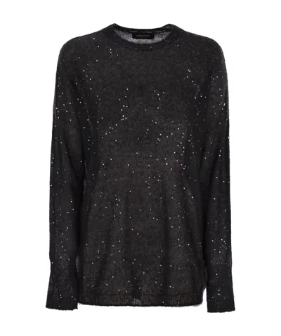Fabiana Filippi Round-collar And Long-sleeved Sweater In Black