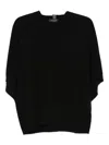 Fabiana Filippi Wool Blend Batwing Sleeve Top In Black