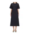 Fabiana Filippi Lurex Flared Hem Midi Dress With Short Sleeves In Black