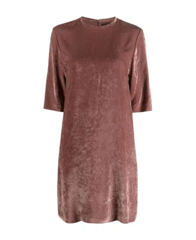 Fabiana Filippi Round Neck Dress In Brown