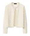 Fabiana Filippi Fringe-trim Sequin Tweed Cardigan In White