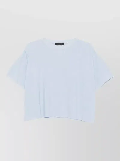 Fabiana Filippi Round Neck Knit Top Short Sleeves In Blue