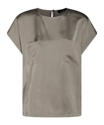 Fabiana Filippi Satin Top Sleeves Keyhole Back In Argilla