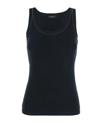 Fabiana Filippi Round Neck Sleeveless Vest In Black