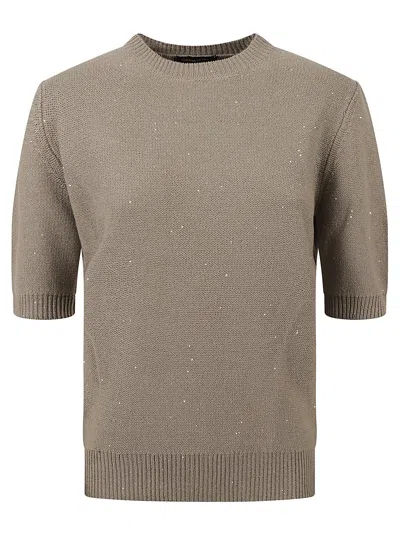 Fabiana Filippi Round Neck Sweater In Argilla