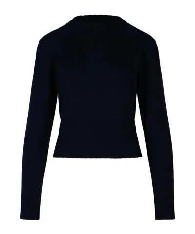 Fabiana Filippi Ribbed-knit Crewneck Jumper In Blue