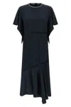 Fabiana Filippi Dress Ruffle Detail Asymmetrical Hem Round Neckline In Blue
